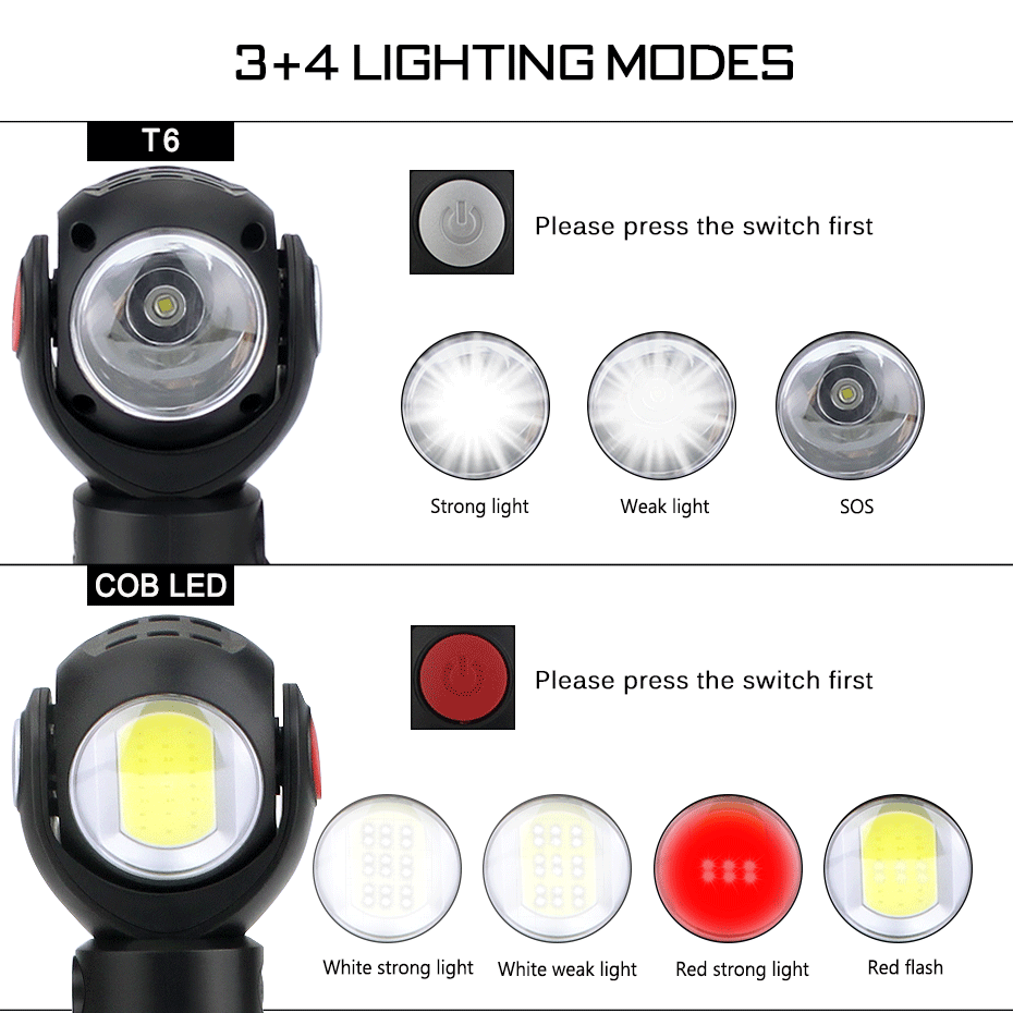 Luzes de trabalho portátil máquina led cob luz gooseneck industrial lâmpada oficina com base montagem magnética lampen industrie d4