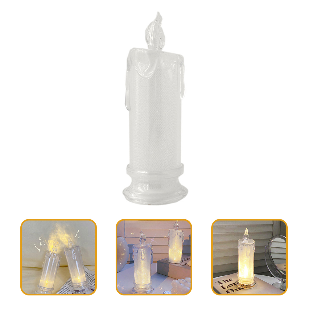 2Pcs Simulation Candle Light Night Light Tabletop Lamp Decor Romantic Night Lamp: Default Title