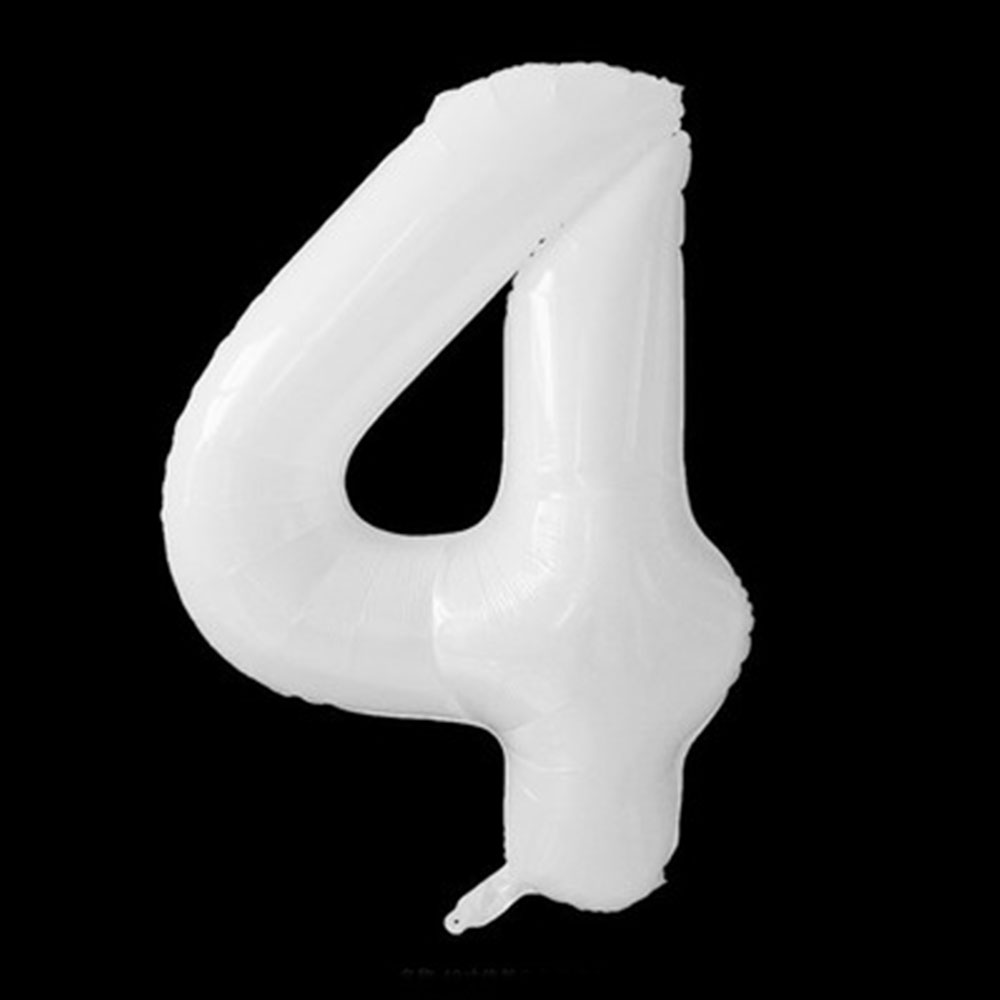 40 tommer store hvite tall ballonger 0 1 2 3 4 5 6 7 8 9 folieballong bursdagsfest dekorasjoner figurer globos baby shower dekors: Nummer 4