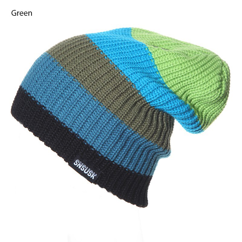 Mænd kvinder varme kasketter vinter hatte strikning skøjteløb kraniet kasketter til kvinde turtleneck beanies ski hat snowboard cap: Grøn