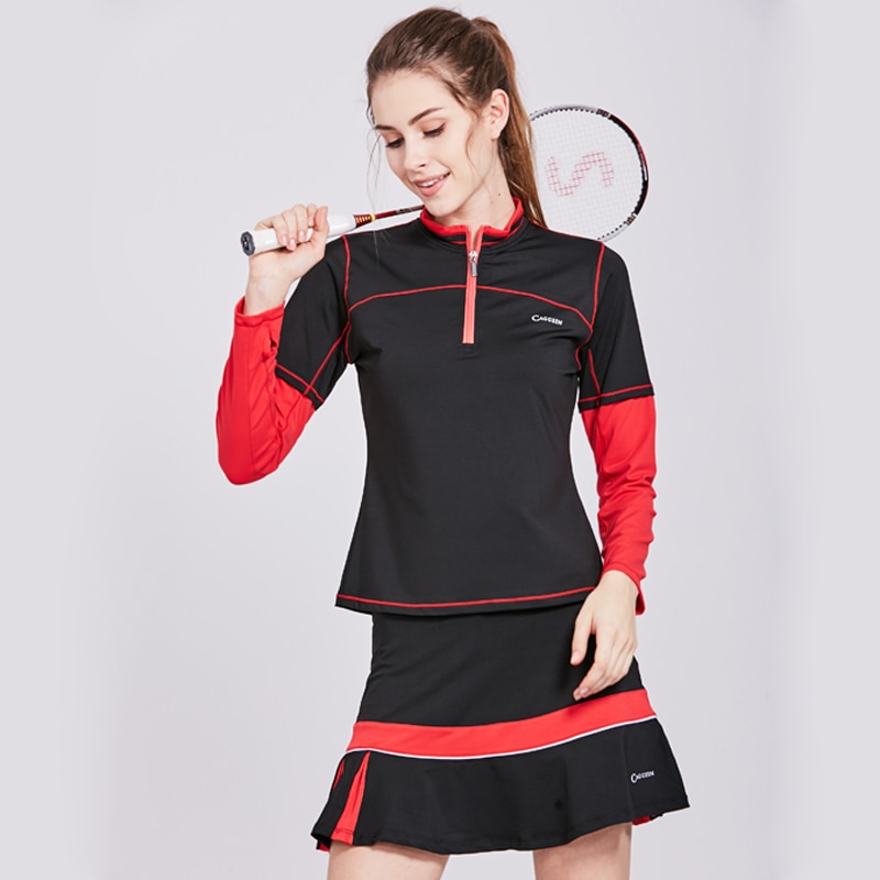 Sonbahar bahar Suit Tops gömlek bayan Golf kıyafeti tenis beyzbol ince uzun kollu ceket kısa etek giyim giyim kadınlar için