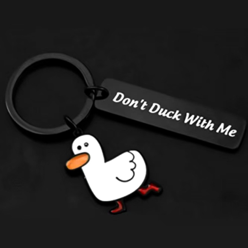 divertido para amantes, pato, te amo, lindo llavero con trocadilhadilla de pato, joyería para parejas, del Día de San Valentín para novio y novia: Negro