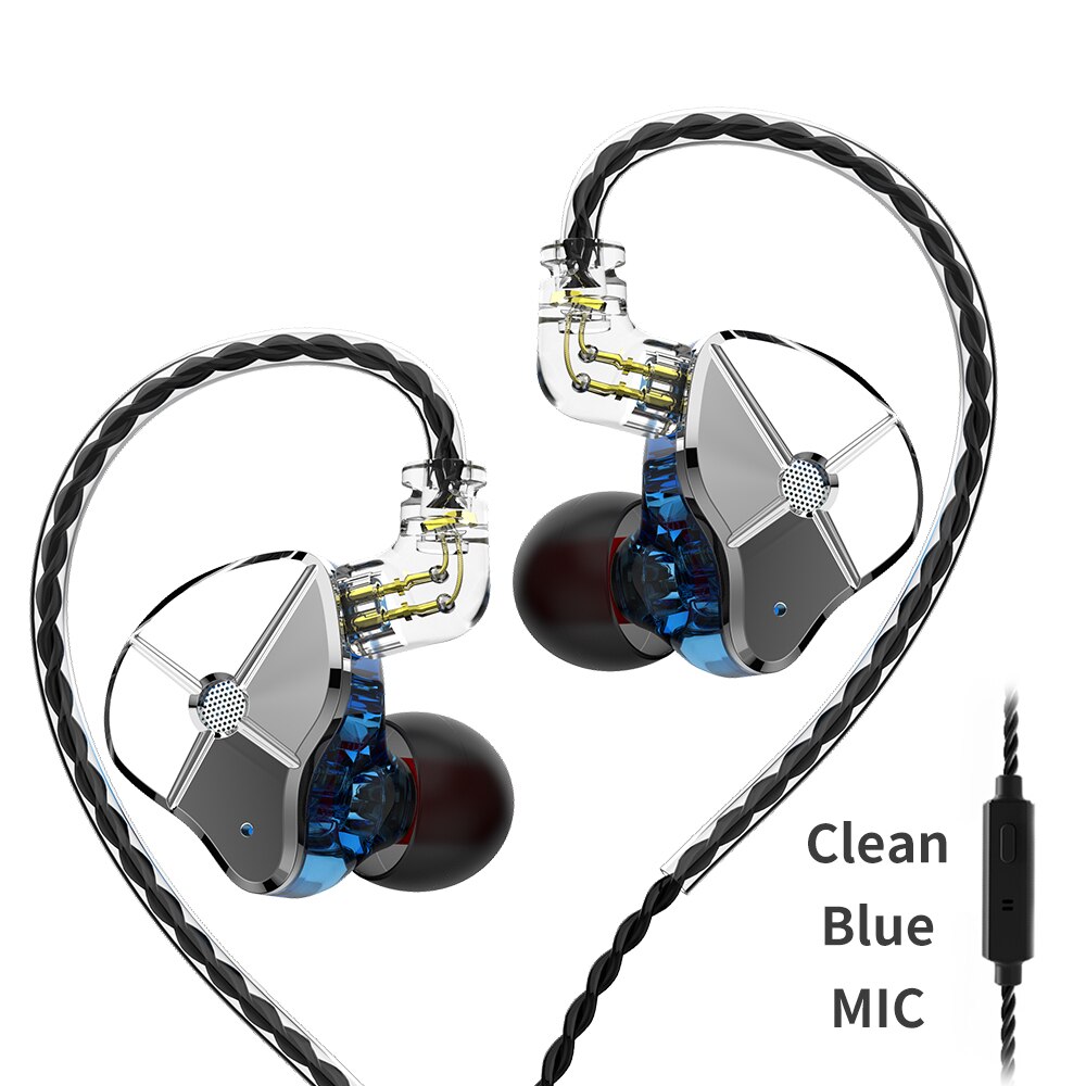 Trn ST1 1DD + 1BA Hybrid Metal In Ear Oortelefoon Iem Hifi Dj Monitor Running Sport Oortelefoon Oordopje Headset Met 2PIN Kabel V90 \ V80: Blue with mic