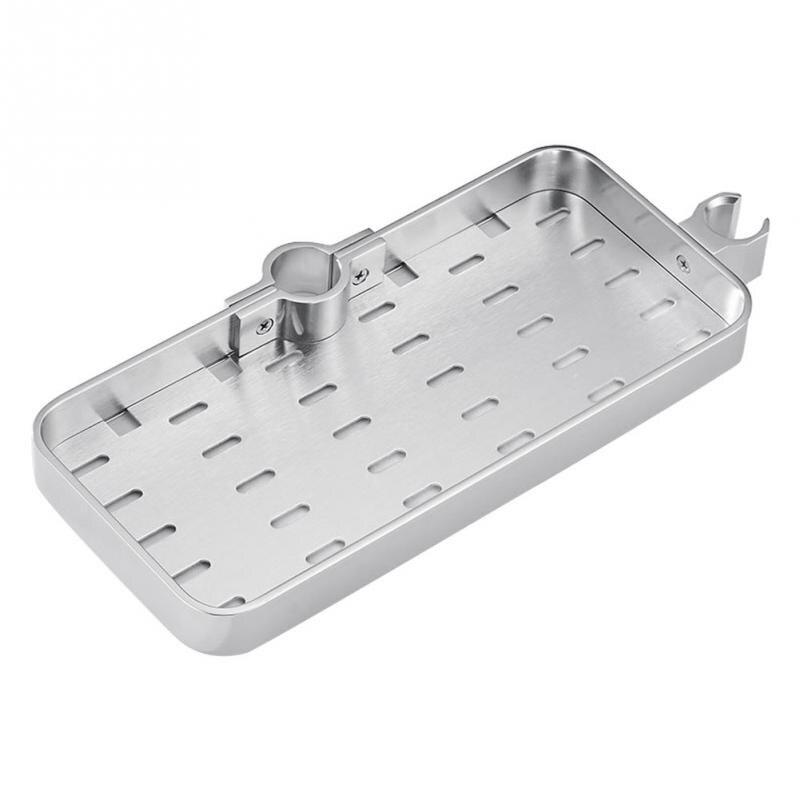 Taca hotelowa półka łazienkowa na drążek prysznicowy regał magazynowy uniwersalny prostokąt bez wiercenia opróżnianie przestrzeń domowa aluminium z 4 haczykami