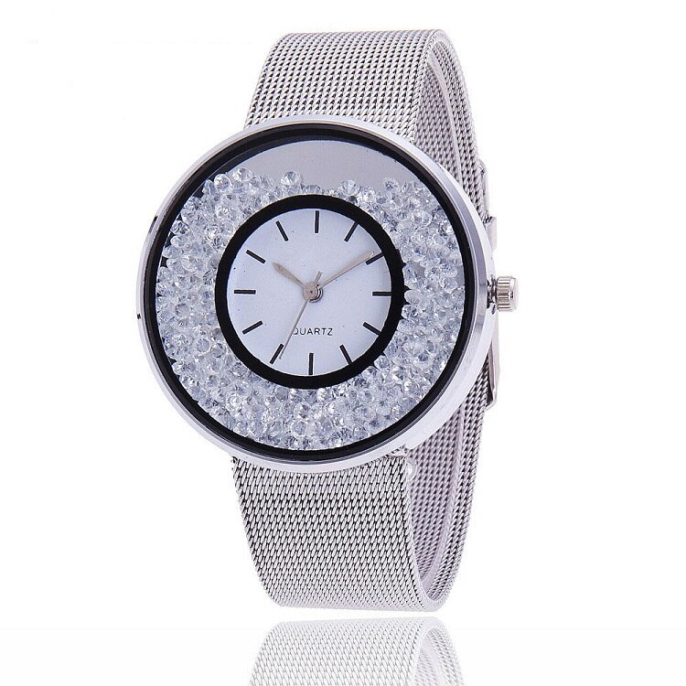 Dames Luxe Gouden En Zilveren Horloges Dames Mode Jurk Horloge Dames Quartz Horloge Relogio Feminino: silver