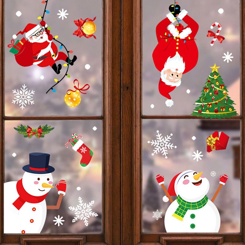 Christmas Wall Stickers Double-sided Static Window Glass Stickers Christmas PVC Self-Adhesive Wall Stickers Xmas Decoration