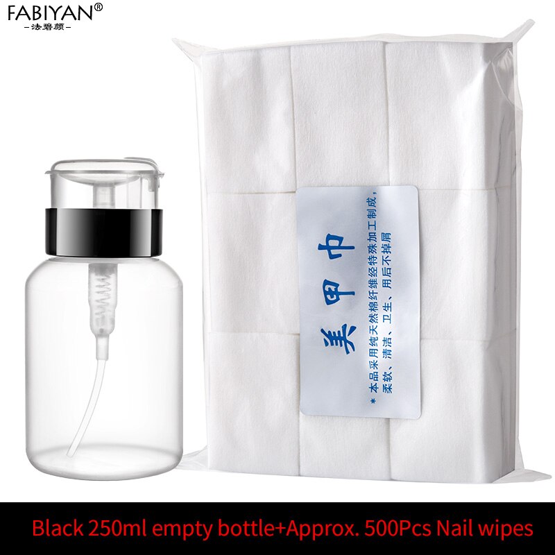 1Pc 250ml Nail Art Empty Plastic Bottle Polish Remover Alcohol Press Pumping Dispenser Nail Art UV Gel Cleaning Manicure Tool: Set 2