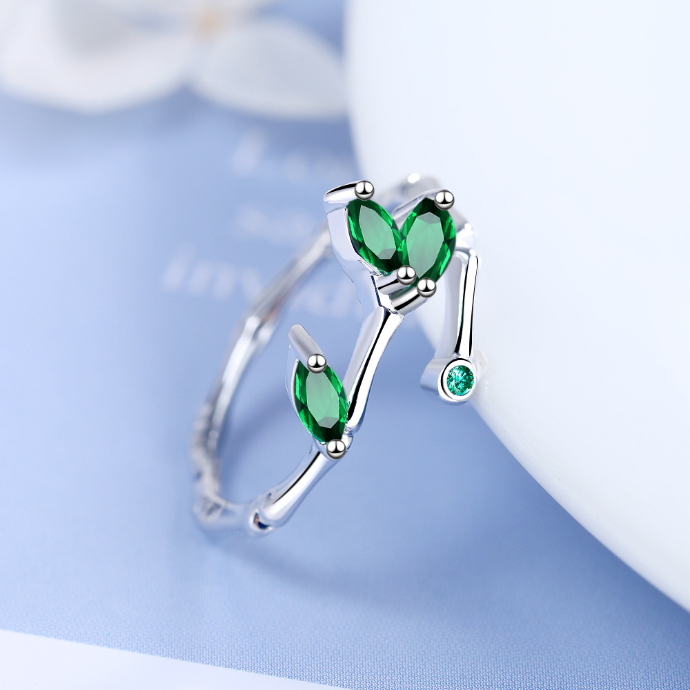 Anelli a foglia verde con ramoscello in argento sterling 925 per le donne Accessori per gioielli di design di lusso Gioielli GaaBou