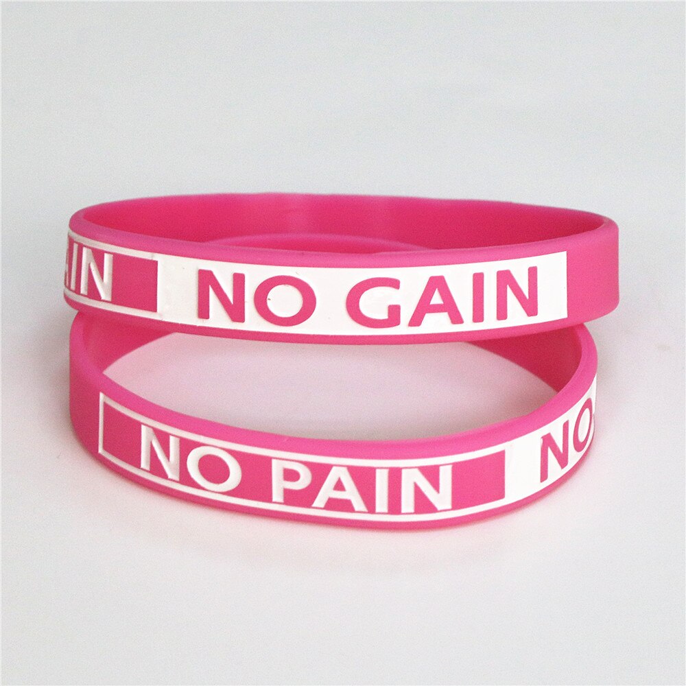 LUKENI 1PC Silikon Armbinde Nein Schmerzen Nein gewinnen Motivation Silikon Armbinde Erwachsene Größe 3 Farben SH082