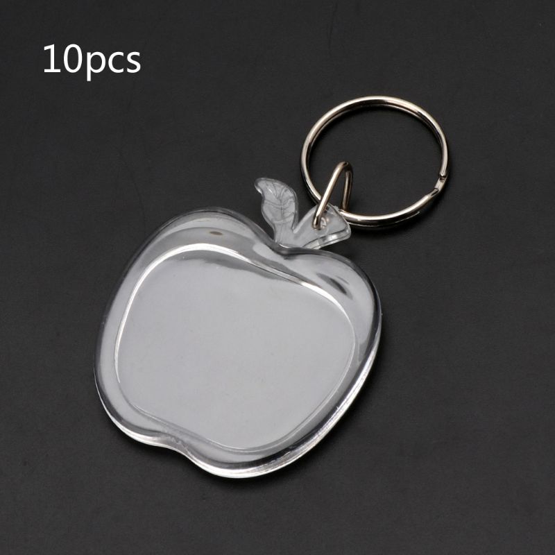 10Pcs Picture Blank Keyrings Transparent Acrylic Key Chains Insert Your Photo Picture Frame Keyring DIY Split Ring: 4