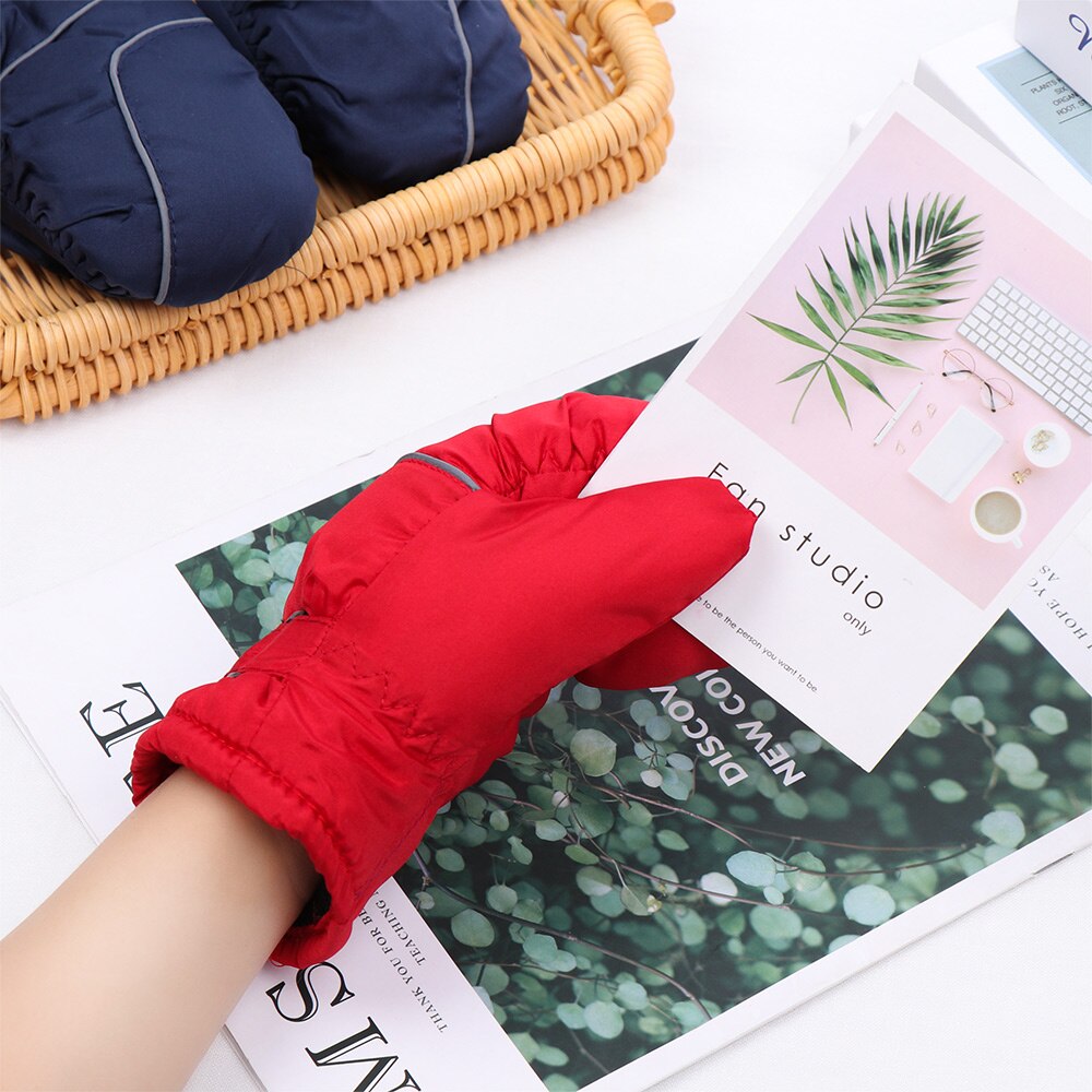 Children Kids Winter Warm Solid Color Gloves Boy Girls Ski Long-sleeved Mitten Windproof Waterproof Thicken Warm Gloves