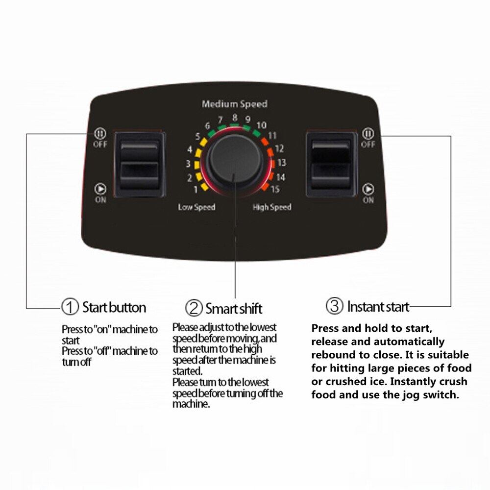3500W 2L Smart Timer Pre-programed Blender Mixer BPA Free Juicer Food Processor Ice Smoothies Crusher 110V 220V