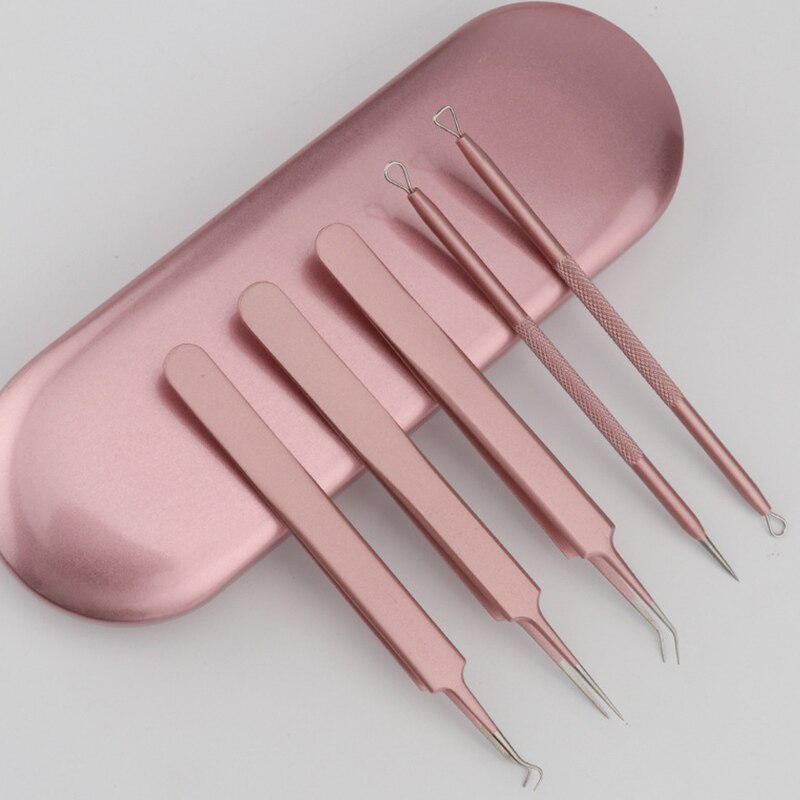 5Pcs Blackhead Remover Pimple Tool Kit Blackhead Extractor Tool Blemish Whitehead Popping Tool with Portable Metal Case