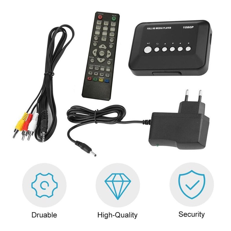 Mini Full HD 1080P Media Player with HDMI/VGA/AV/USB/SD/MMC/Optical Output EU Plug