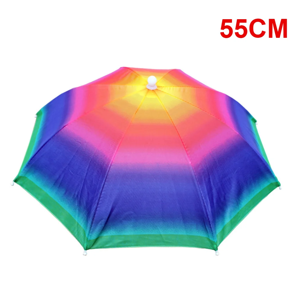55/65/69/77/95cm Outdoor Fishing Caps Rain Umbrella Hat Foldable Fishing Sunshade Headwear Cap Waterproof Camping Beach Sun Hat