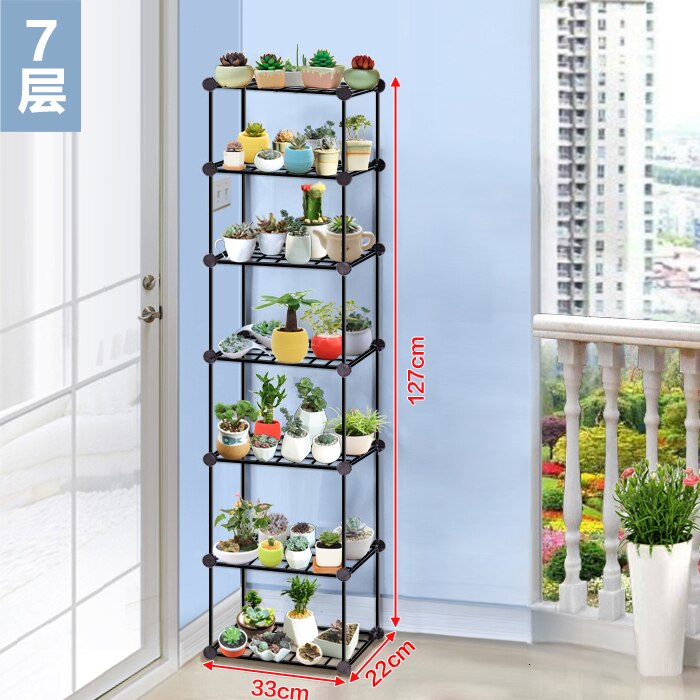 Assemble Disassembly And Assembly Many Function Shelf Originality Balcony Flower Rack: 6Plaidframe