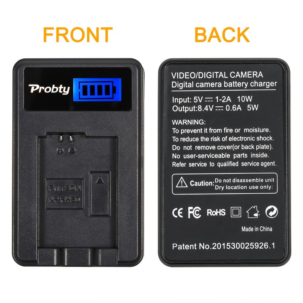 Probty NP-FW50 NPFW50 NP FW50 LCD Batterij Lader voor Sony HDR-AS100v HDR-AZ1 AZ1VR AZ1VB AZ1VW