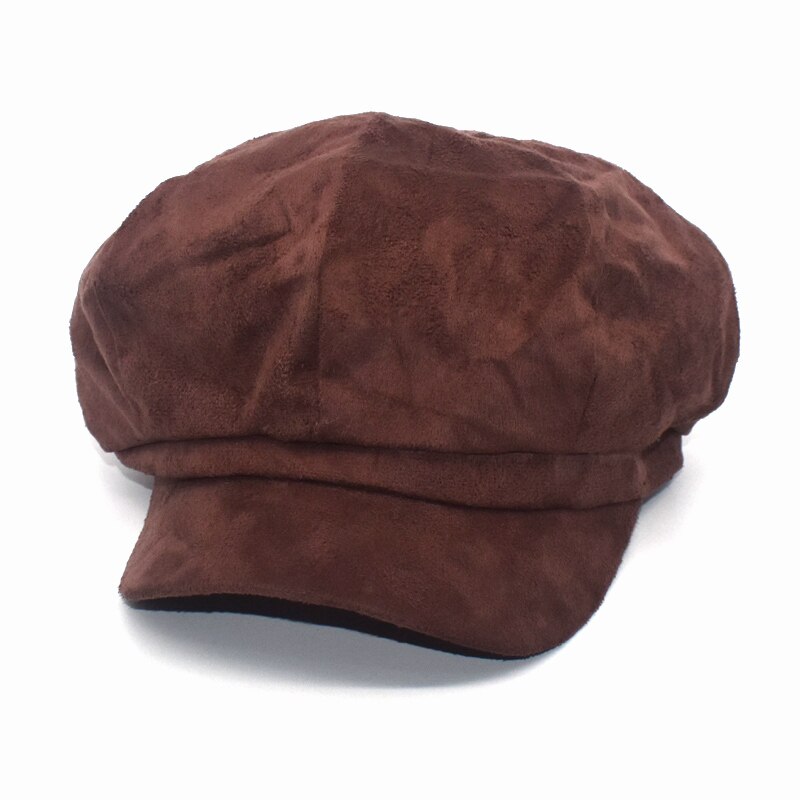 Dambasker unisex höst och vinter tidningspojkehatt manlig varm åttakantig hatt manlig detektivhatt retro platt topphatt  c9: Vin, röd