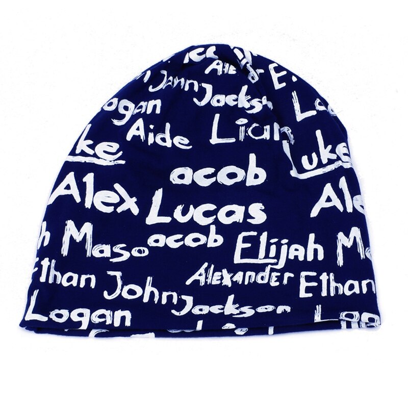 Gorro com letras, de malha, algodão, dobrável, para área externa