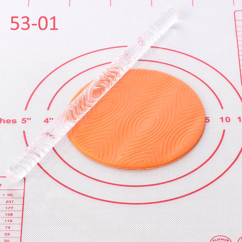 1 pieza de utensilio de cocina para Fondant, rodillo para repostería, patrón con relieve, herramientas antiadherentes, acrílico transparente
