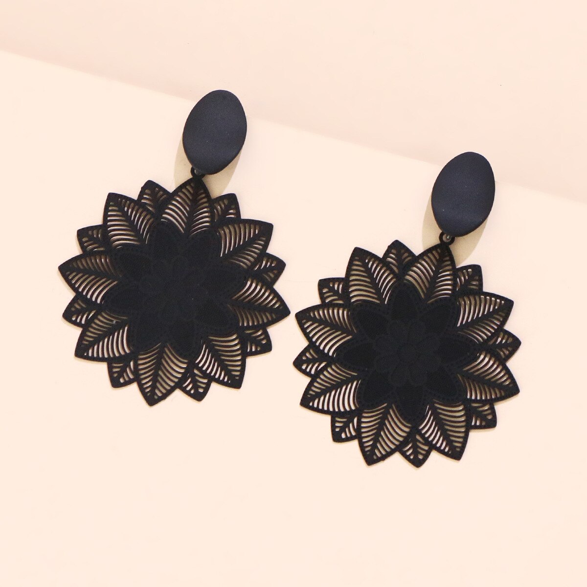 Pendientes colgantes de flor negra grande para mujer, personalidad de roca exagerada, C Daarьги, joyería para y boda, para niña del Día de San Valentín