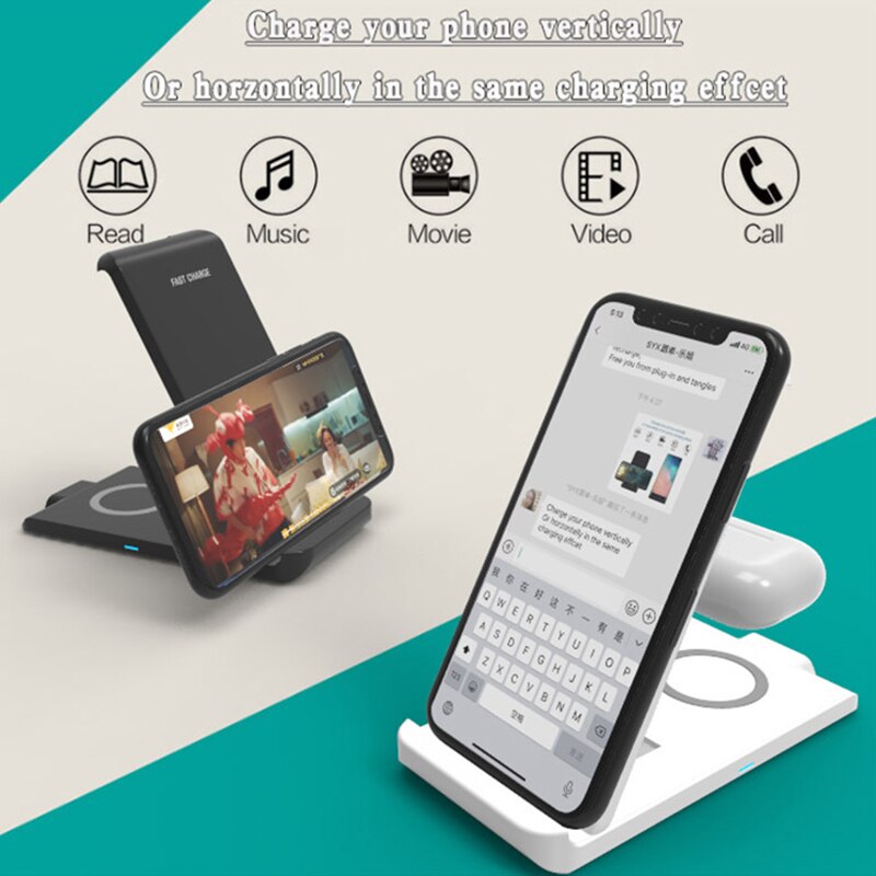 20W Schnelle Drahtlose Ladegerät Stehen 5W Drahtlose Aufladen Pad für Apfel Airpods Profi 2 iPhone 11 12 Profi max Xr 8 Ladestation Halfter