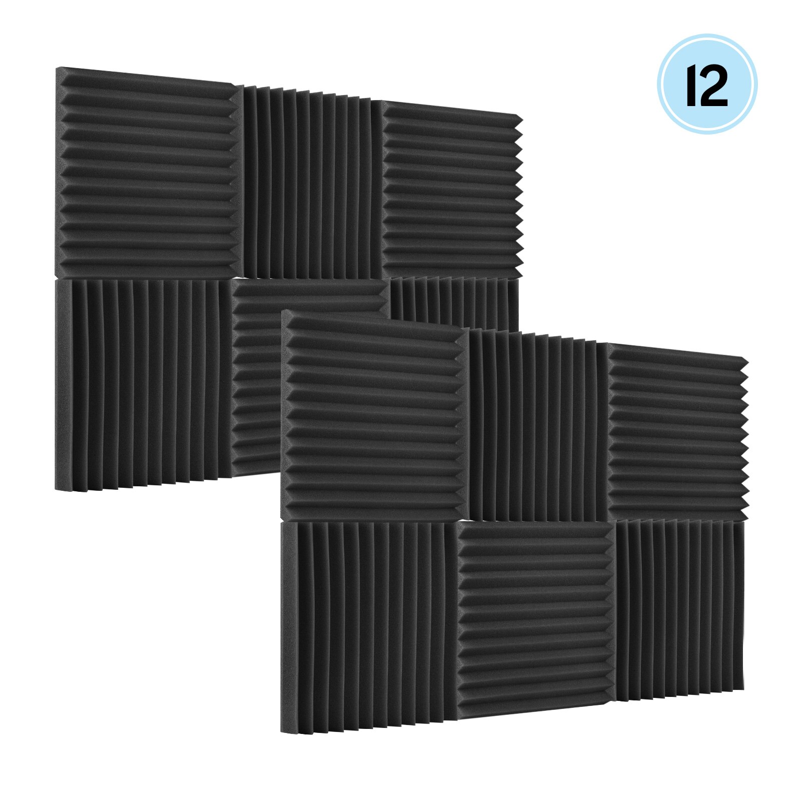 Muslady 12pcs/pack Studio Acoustic Foams Sound Insulation Absorbing Panels Soundproof Sponge 30 * 30 * 2.5cm/ 12 * 12 * 1in: Dark gray  12pcs