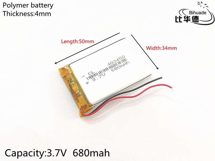 5 stück/lot 680 mah 3.7 v lautsprecher li-ionen 403450 akku für dvr, gps ,mp3,mp4, handy, lautsprecher