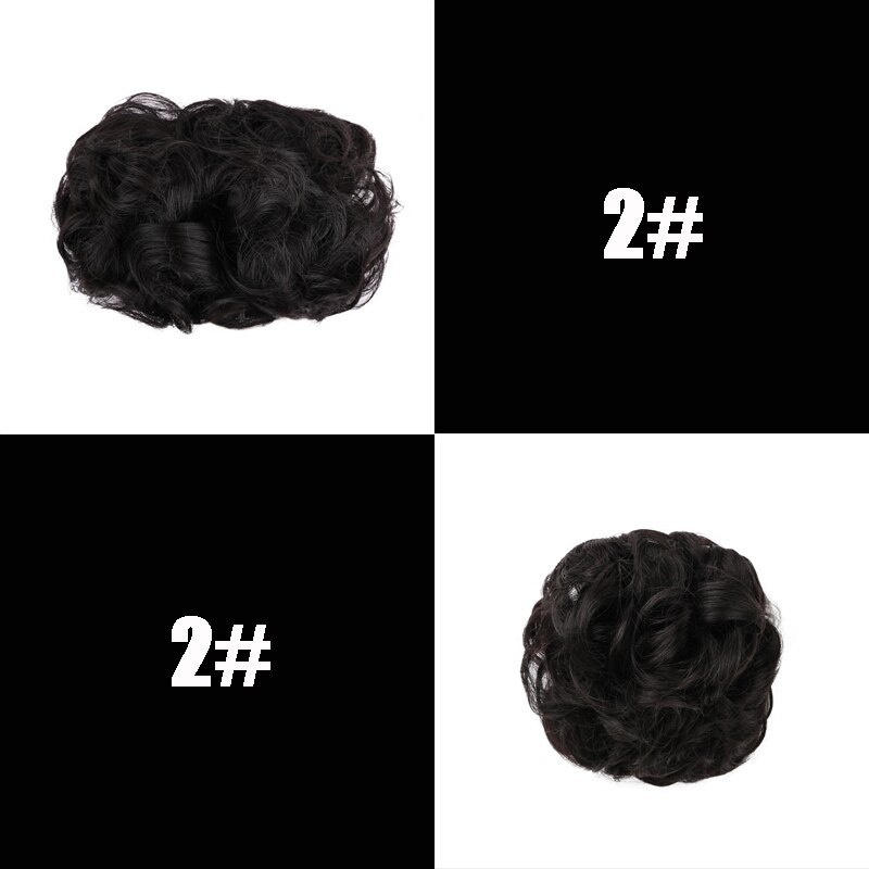 XUANGUANG-Chignon de coiffure synthétique élastique | Cheveux bouclés, rouge châtain clair noir marron, grand Chignon avec cordon de serrage, bandeau en caoutchouc: 2