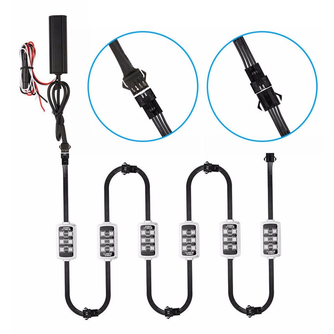 1 ensemble 12 pièces Moto lumière LED RGB néon Scooter accessoires sans fil à distance étanche Moto atmosphère bande lumineuse Kit de lampe