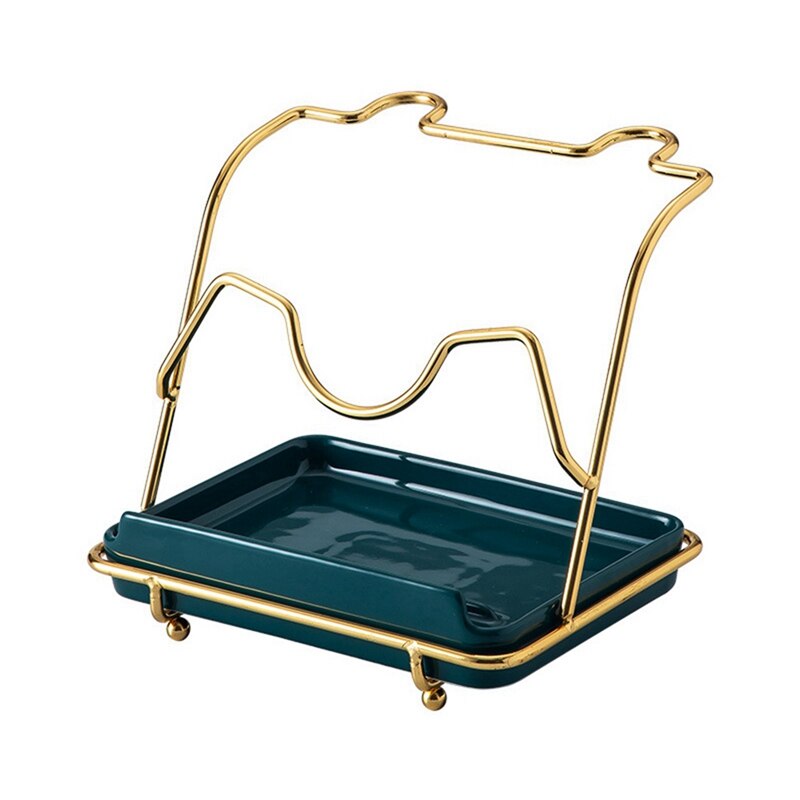 Kitchen Pot Cover Rack Organizer Pot Lid Shelf Cooking Storage Spoon Spatula Ladle Holder Cookbook Stand Home: Navy Blue