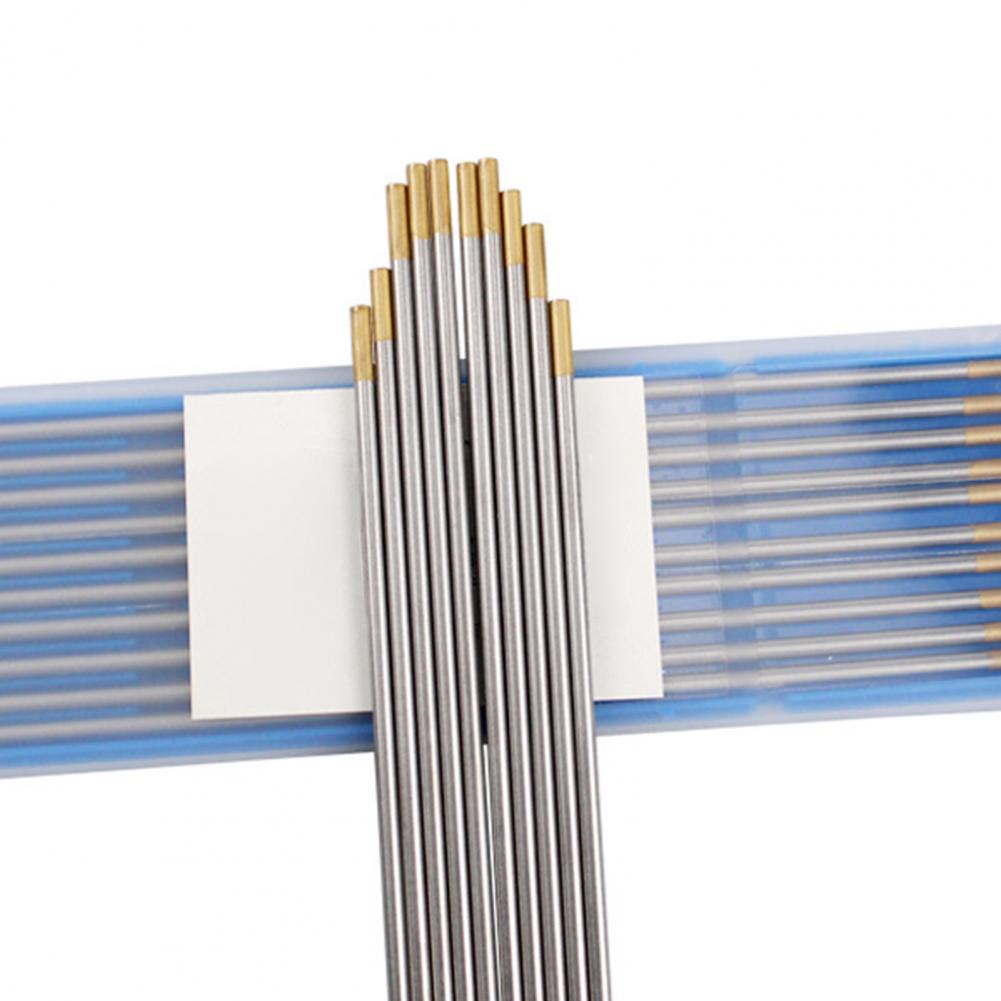 10Pcs 1.6-3.2mm Tungsten Electrodes Wear-proof Welding Rods Assorted Lanthanated Gold-tipped Tungsten Electrodes for Aluminum
