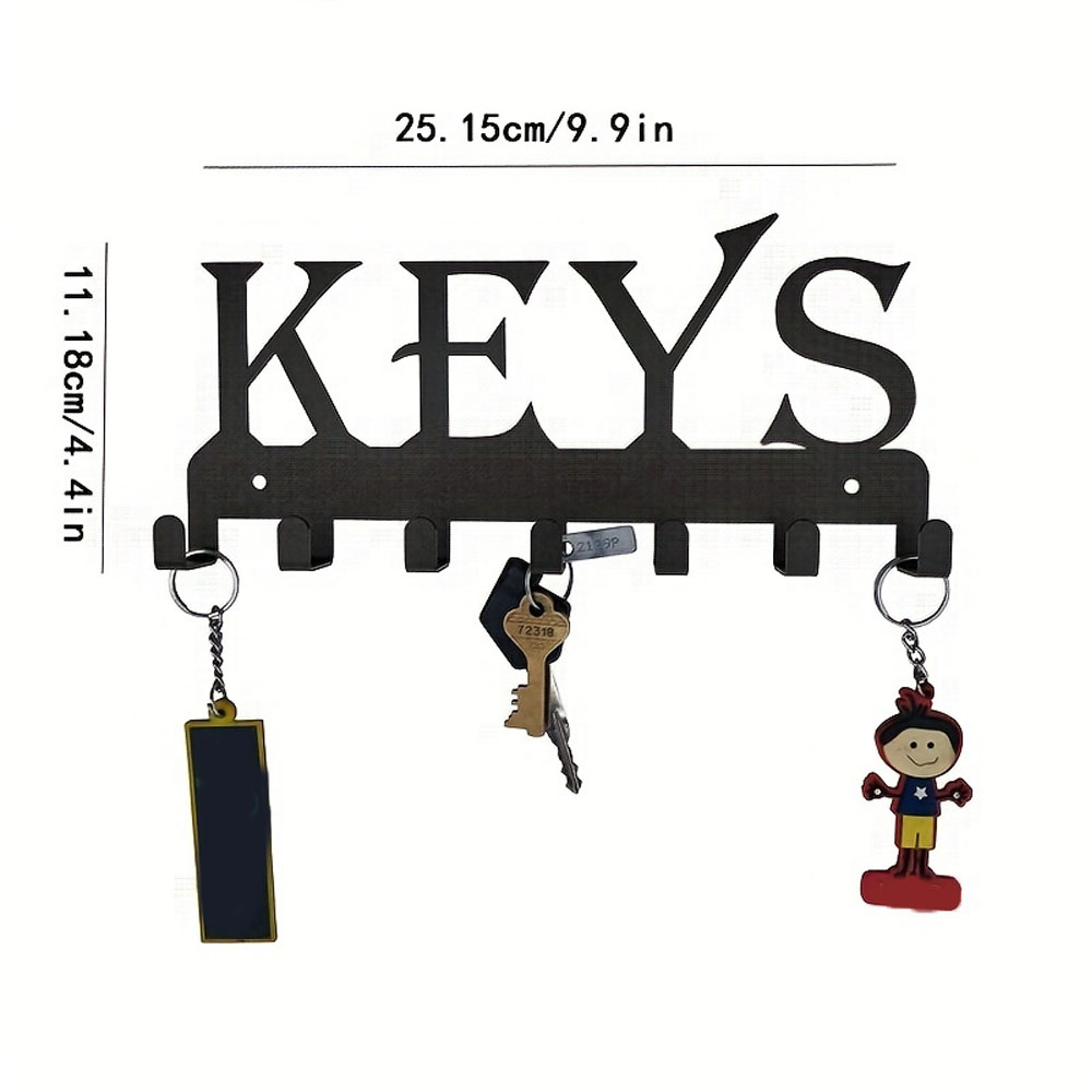 Key Holder for Wall Decorative, Key Rack for Wall, Metal Wall Decor for Office, Hallway, Entryway, Key Hooks Hanging Keys: Brown