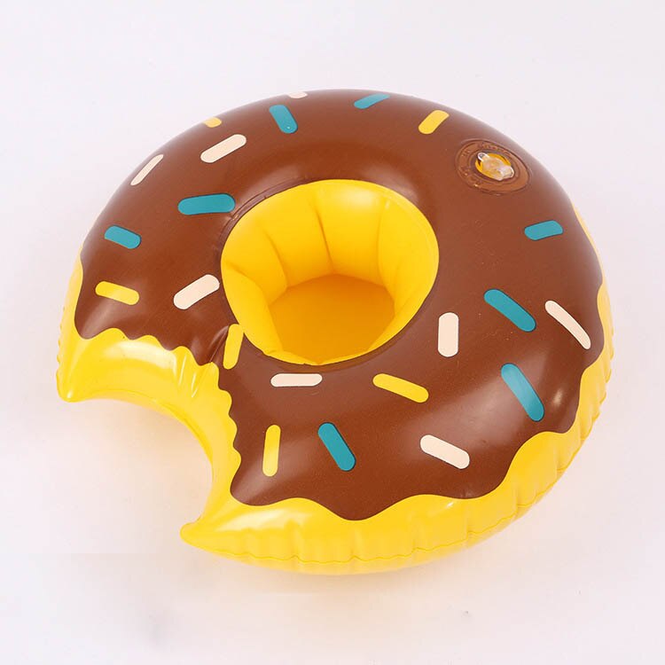 Mini Floating Cup Holder Pool Swimming Water Toys Party Beverage Boats Baby Pool Toys Inflatable Flamingo Drink Holders: Brown doughnut