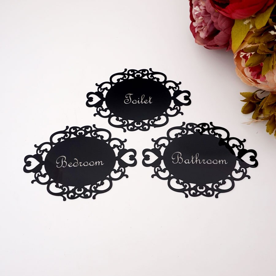 Bedroom Bathroom Toilet WC Door Sign Wall Sticker Signage Acrylic Mirror Oval Indicator Home Decor House Moving