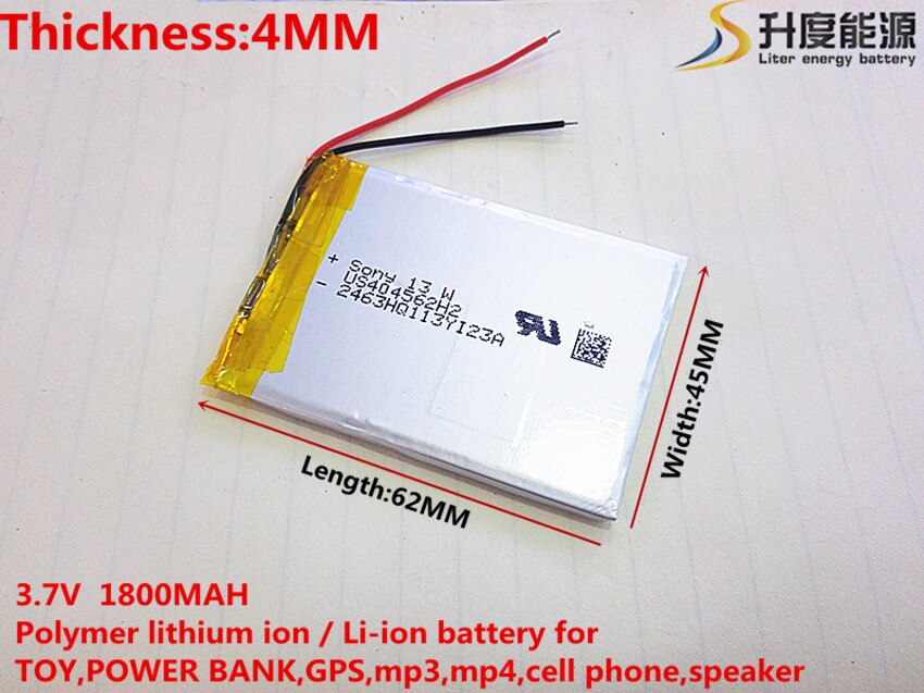 1 stks/partij 3.7 V 404562 lithium-ion polymeer batterij 1800 mah kleine akoestiek stappenteller voertuig reizen data recorder
