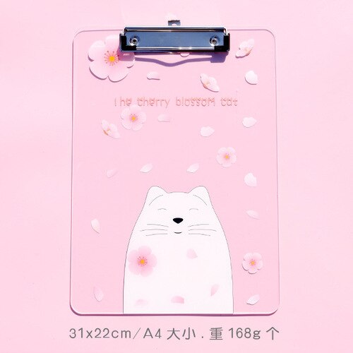 Rowboe søt skrivesaker kawaii mappe  a4 tavle mappe kontorrekvisita pad skrivesaker akryl skrivetavle kawaii rekvisita: Kirsebærblomstkatt