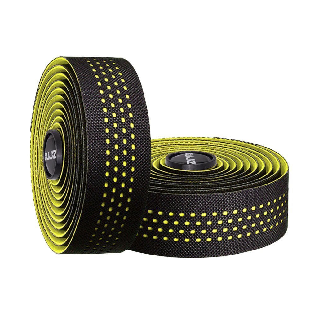 ZTTO Road Bike Bar Tape Toughness Vibration Damping Anti-Vibration EVA PU Bent Handlebar Bar Tape Handle belt Wrap+2 Bar Plugs: Yellow