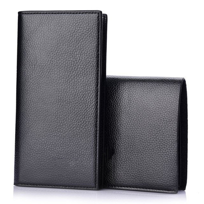 2 Pieces Set (1 Short Wallets And 1 LongWallets ) Classic Style Wallet PU Leather Men Wallets Male Purse Card Holder Wallet Men