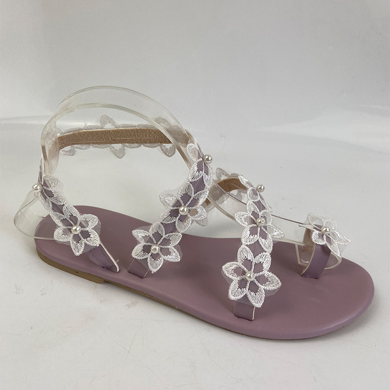 Sandalias elegantes con flores para mujer, zapatos casuales de playa, Sandalias planas con punta de Clip para mujer, zapatos de verano para mujer, femenina: 9.5