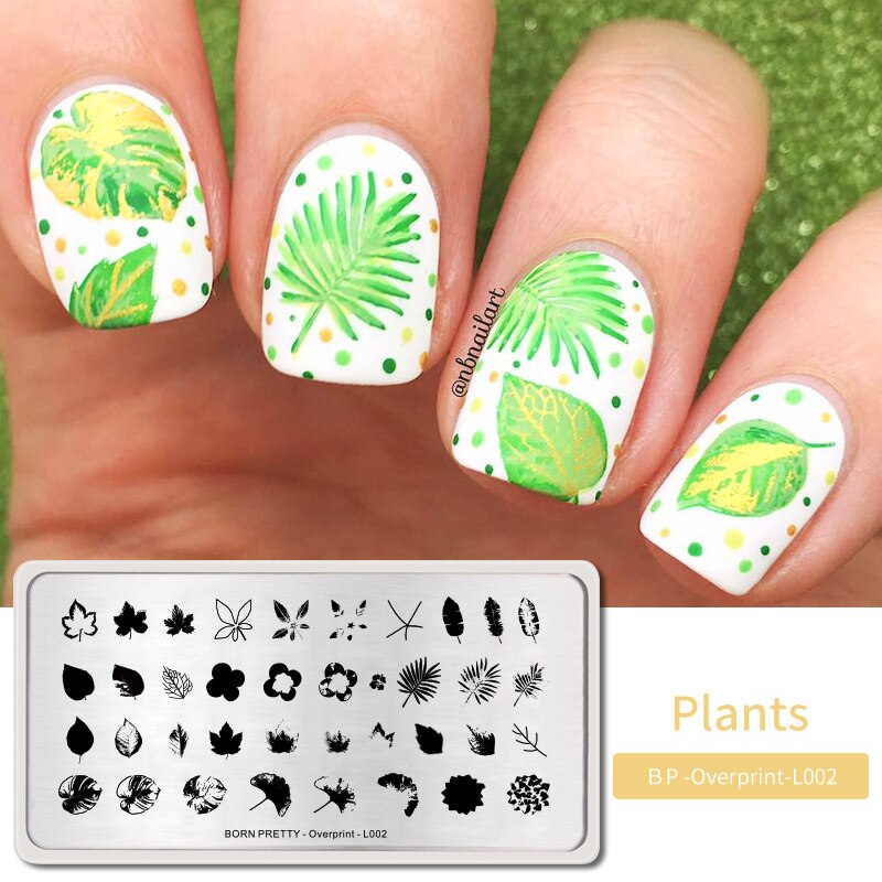 BORN PRETTY Nail Stamping Plates Stainless Steel Leaf Pattern Stamp Image plantillas para arte de uñas tema de primavera otoño: BP-O-L002