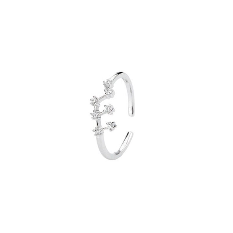 925 prata esterlina pino feminino estilo fresco e simples incrustado com pedra preciosa 12 constelações único anel: Virgo