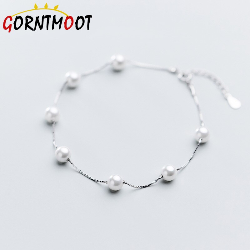 Pearl Anklet For Women 925 Sterling Silver Career Style s925 Anklet Bracelets Beach Boho Foot Jewelry Wedding Valentine's Day