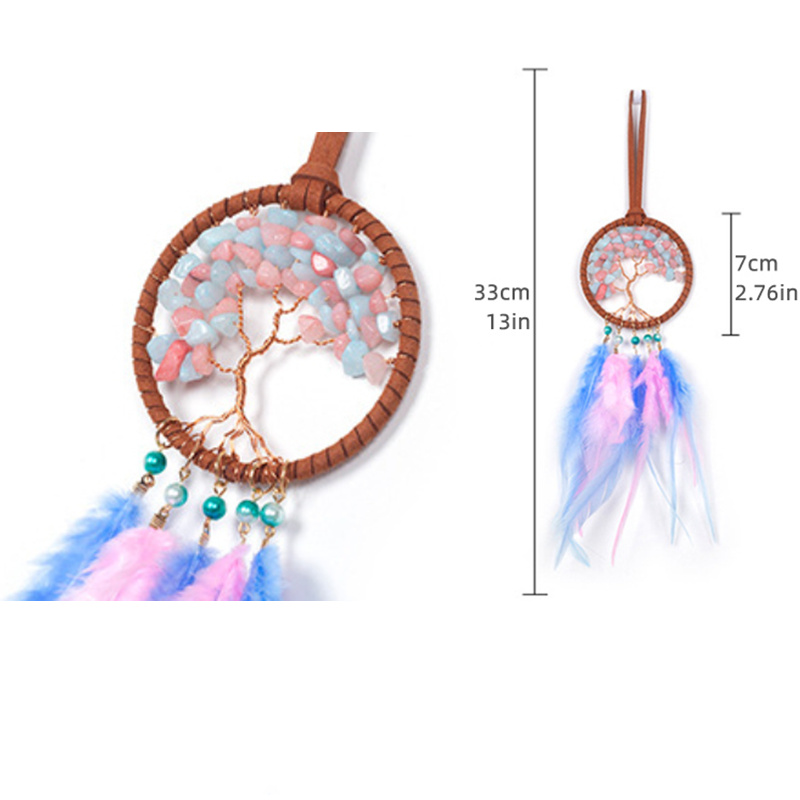 Cristalli Acchiappasole per auto Ornamenti appesi Pietre naturali artigianali Ghia Albero della vita Acchiappasogni Decorazioni per la casa nordica: Borgogna