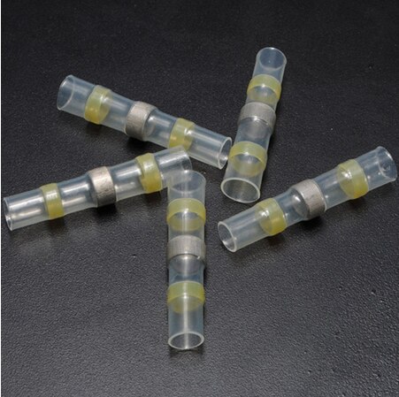 10/30/50PCS Waterproof Solder Seal Sleeve Splice Terminals Heat Shrink Electrical Wire Butt Connectors Kit Assortment 10-26AWG: Yellow / 50PCS