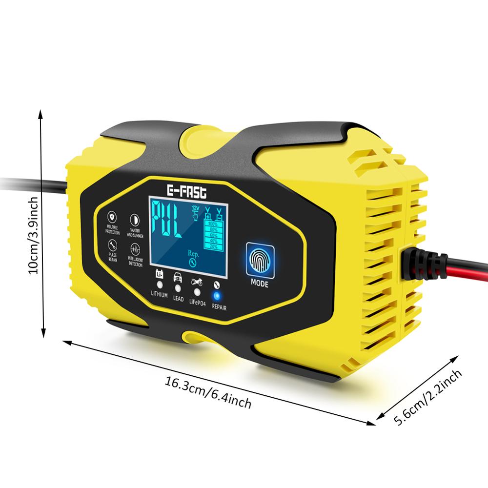 12V 6A 24V 3A Automatic Car Battery Charger Power Pulse Repair Chargers Lead-acid/Lithium Battery Chargers Digital LCD Display