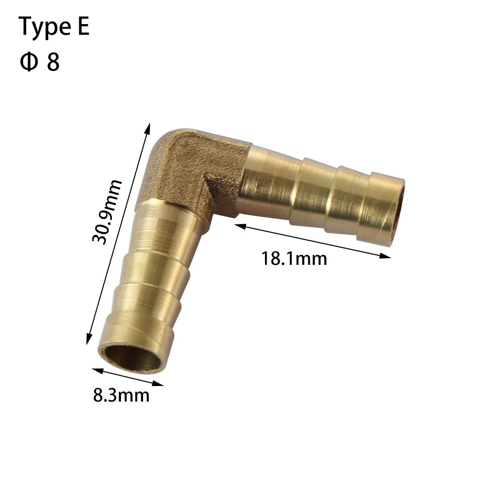 6/8/10/12mm connettori per tubi flessibili raccordo per tubo flessibile in ottone raccordo a gomito, gomito, croce, t, Y, connettore paratia: Type E 8mm