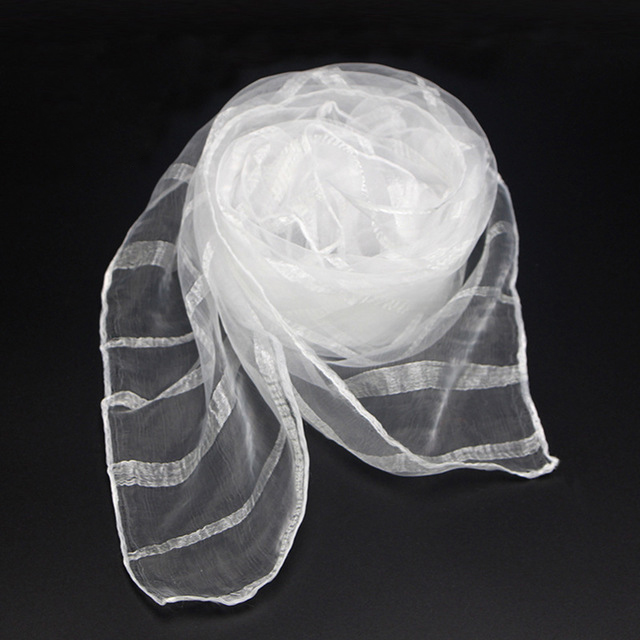 60*60 cm femmes rayé foulard bonbons couleur unie écharpes 20 pcs/paquet en mousseline de soie Nylon enfants Performance variété spectacle danse écharpes: WHITE