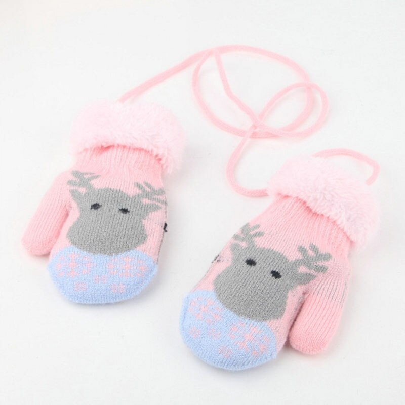 1 to 6 år gammelt barn baby dreng pige strik handsker vinter børn varme reb vanter vat solid christmas elg  st2: 6