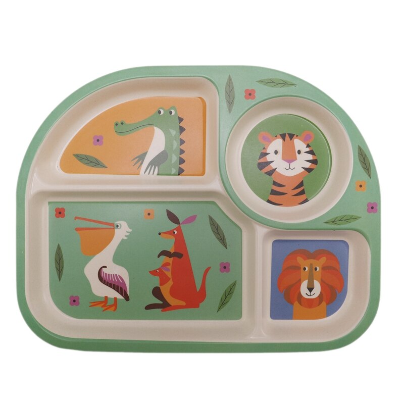 Lixf baby bambu fiber 5 st/set servis set baby tallrik barn tecknad separerings tallrik skål gaffel sked kopp set matning supp